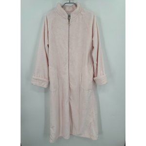 Softies 48" Plush Velour Mandarin Collar Zip-Up Robe sz S Women's Blush Pink NEW